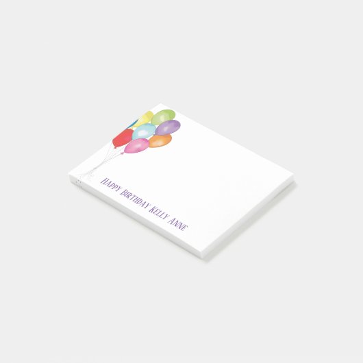 Post-it® Ballons d'anniversaire Editable Post it Notes (Incliné)