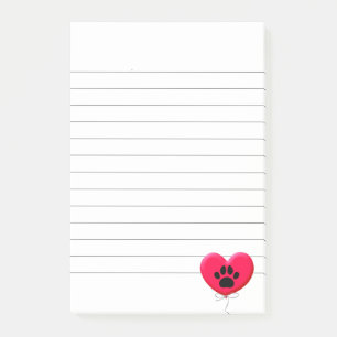 Post-it® Balloon En Forme De Coeur Avec Empreinte de patte 