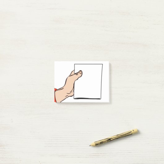 Post-it® Bande dessinée d'une main tenant une note (Sur un bureau)