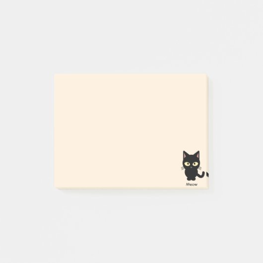 Post-it® Bande dessinée mignonne de meow de chat noir (Devant)