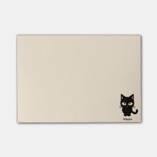 Post-it® Bande dessinée mignonne de meow de chat noir