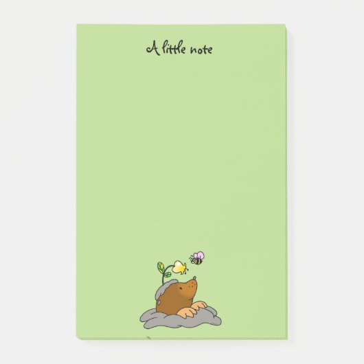 Post-it® bande dessinée mignonne de taupe avec une abeille (Devant)