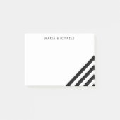 Post-it® Bande moderne en diagonale noire et blanche (Devant)