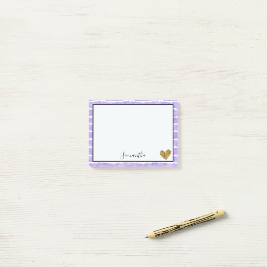Post-it® Bandes d'aquarelle violet chic (Sur un bureau)
