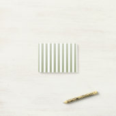 Post-it® Bandes de bonbons vert olive et blanc (Sur un bureau)