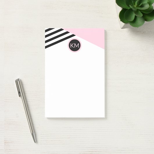 Post-it® Bandes de monogramme rétro-chic et bloc de couleur