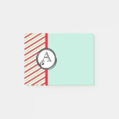 Post-it® Bandes Diagonales Rouge Et Vert Avec Monogramme (Devant)