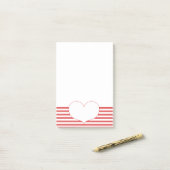 Post-it® Bandes et Coeur rouges et blanches (Sur un bureau)