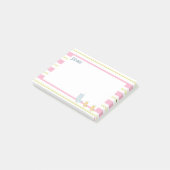 Post-it® Bandes Jaunes Et Roses Avec Oiseaux (Incliné)