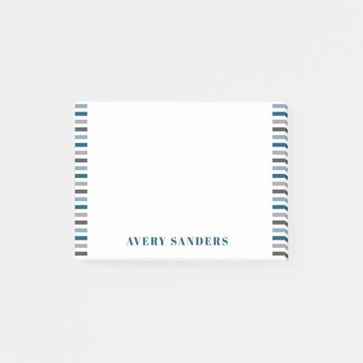 Post-it® Bandes simples modernes bleues et grises (Devant)