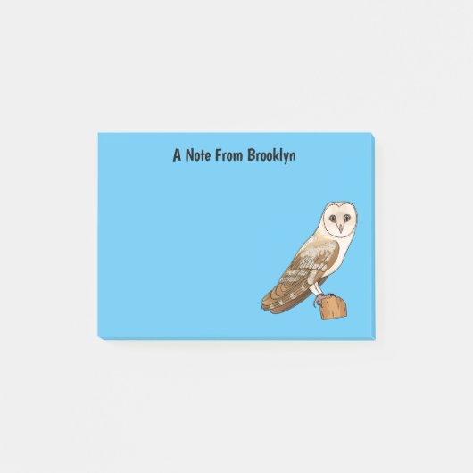Post-it® Barn owl bird cartoon illustration  (Devant)