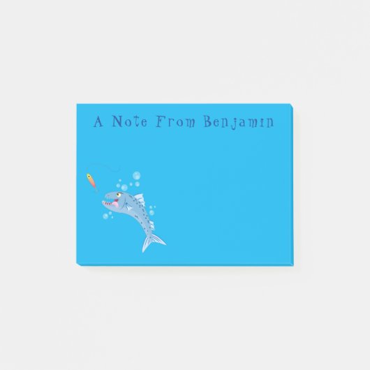 Post-it® Barracuda poisson affamé de la pêche dessin animé (Devant)