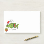 Post-it® Basse de Noël amusant Pêche Poisson Cute Cartoon (Sur un bureau)
