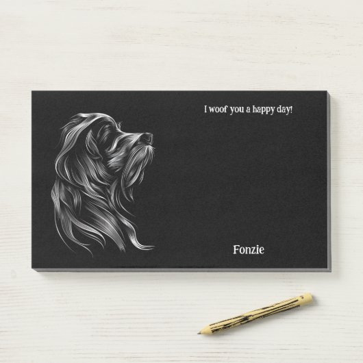 Post-it® Basset Griffon Vendeen Art Abstrait Nom du chien (Sur un bureau)