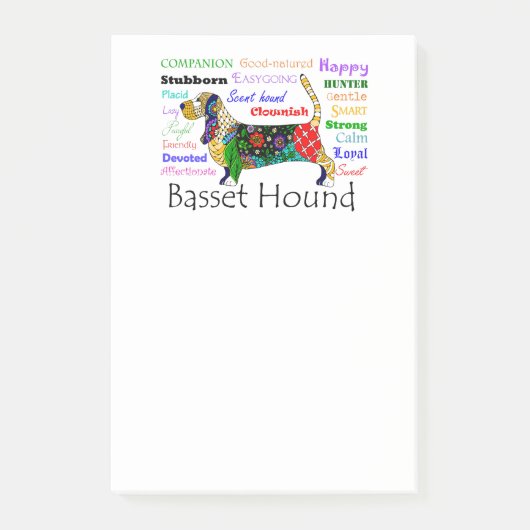 Post-it® Basset Traits Post-It Notes (Devant)