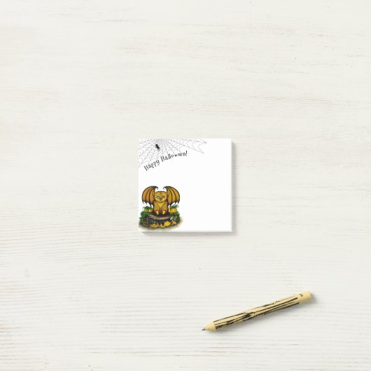 Post-it® Bat d'Halloween mignonne (Sur un bureau)