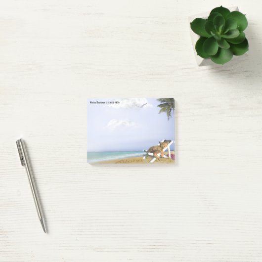 Post-it® Beach Kitty (personnalisable) (Bureau)