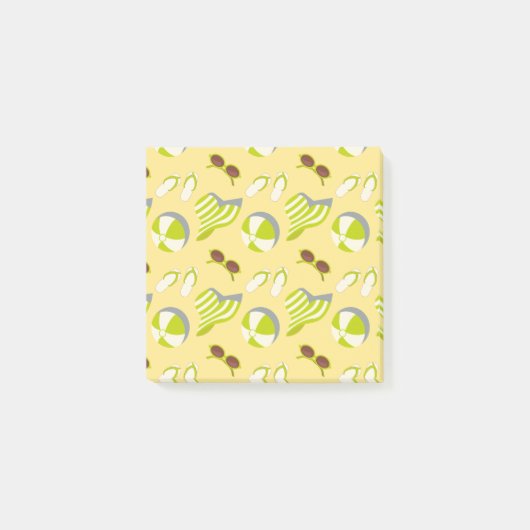 Post-it® Beach vacay pattern with sunglasses and sun hat (Devant)