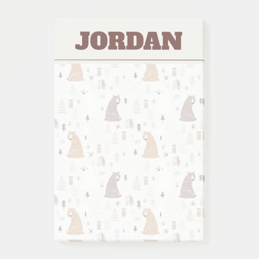 Post-it® Bears mignonne dans le Motif Woods (Devant)
