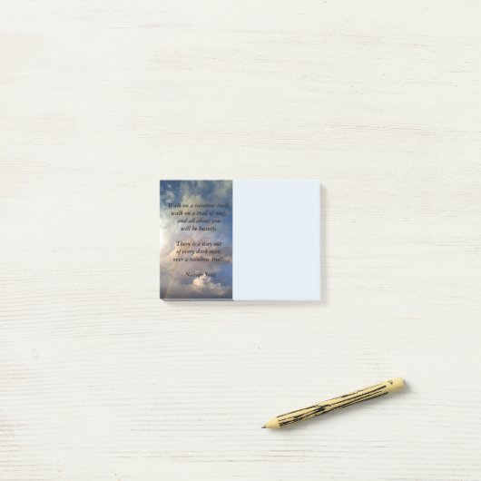 Post-it® Beau arc-en-ciel avec notes poétiques (Sur un bureau)