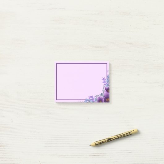 Post-it® Beau Bouquet de fleurs violettes Post-it Notes (Sur un bureau)