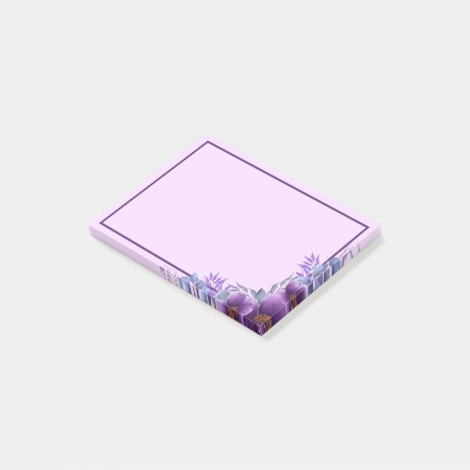Post-it® Beau Bouquet de fleurs violettes Post-it Notes (Incliné)