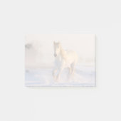 Post-it® Beau Cheval Blanc Galloping dans la neige (Devant)