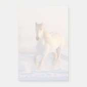 Post-it® Beau Cheval Blanc Galloping dans la neige (Devant)