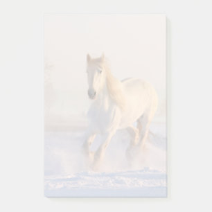 Post-it® Beau Cheval Blanc Galloping dans la neige