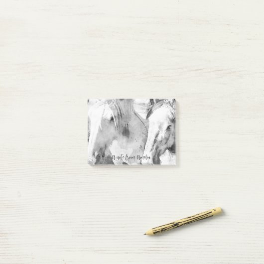 Post-it® Beau Cheval Blanc Personnalisé (Sur un bureau)