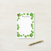 Post-it® Beau Clovers à quatre feuilles & Ladybugs Lined (Sur un bureau)