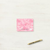 Post-it® Beau coeur rose d'aquarelle bonjour (Sur un bureau)