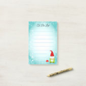 Post-it® Beau gnome sur note post-it bleu turquoise et blan (Sur un bureau)