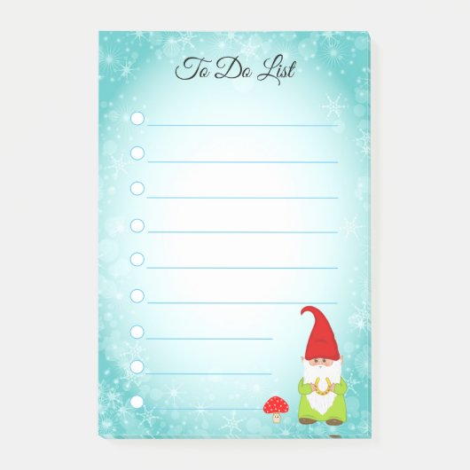 Post-it® Beau gnome sur note post-it bleu turquoise et blan (Devant)