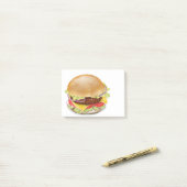 Post-it® Beau hamburger ou cheeseburger. (Sur un bureau)