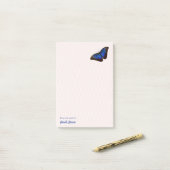 Post-it® Beau papillon bleu Morpho personnalisé (Sur un bureau)