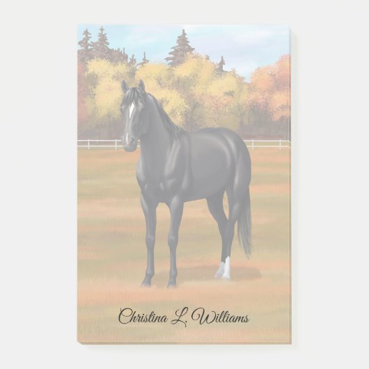 Post-it® Beau Stallion Cheval du Quartier Noir (Devant)