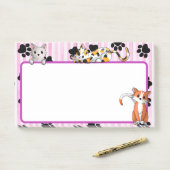 Post-it® Beautifu Couleur rose avec pattes chatons mignons  (Sur un bureau)