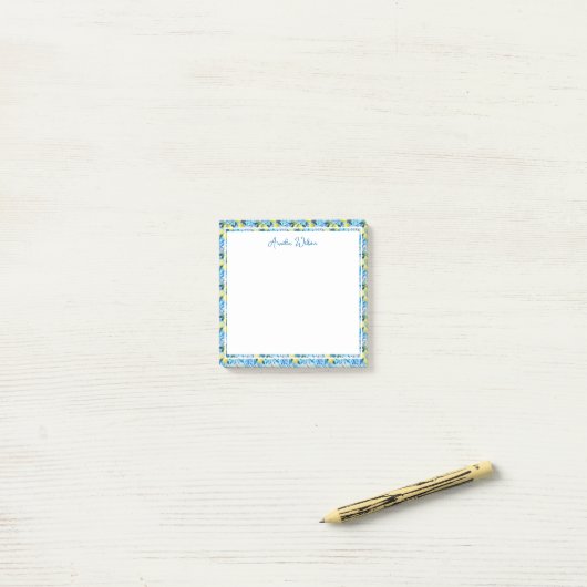 Post-it® Beautiful Pattern of Vibrant Lemons Personalized (Sur un bureau)
