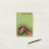 Post-it® Beaux Chevaux de Châtaignier au soleil d'été (Sur un bureau)