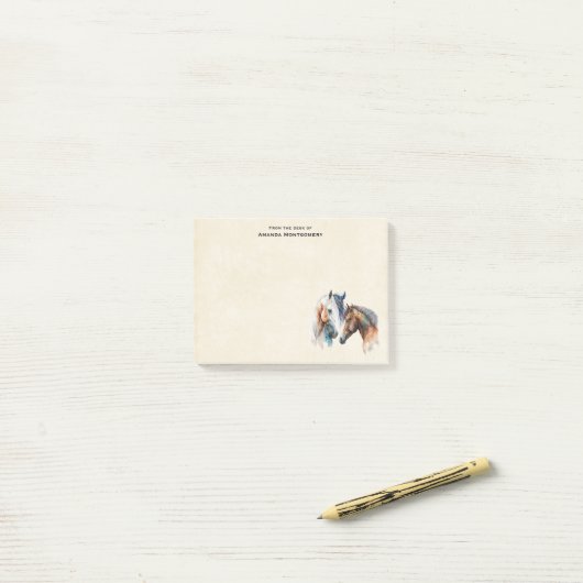 Post-it® Beaux Chevaux Style Boho Occidental (Sur un bureau)