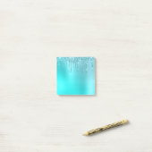 Post-it® Beaux gouttes d'parties scintillant à la menthe bl (Sur un bureau)