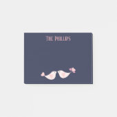 Post-it® Beaux Inséparables roses sur un arrière - plan ble (Devant)