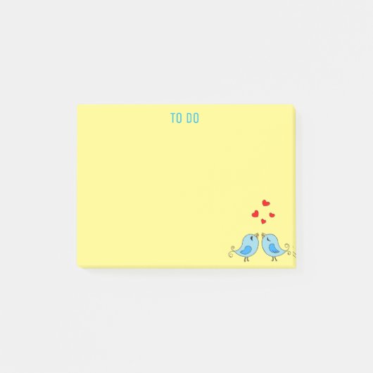 Post-it® Beaux petits oiseaux bleus Que faire sur le jaune (Devant)