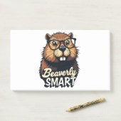 Post-it® Beaverly Smart - Drôle Castor avec lunettes Graphi (Sur un bureau)