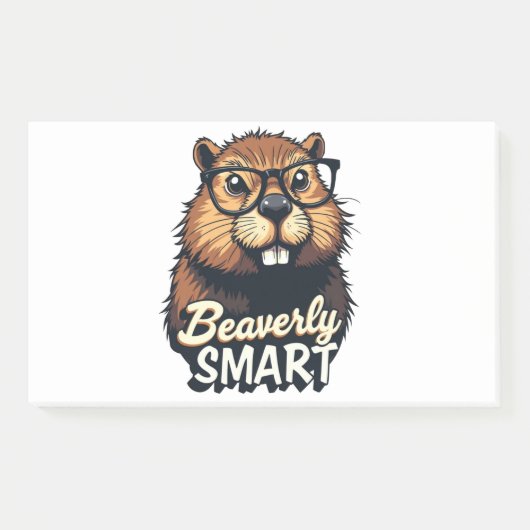 Post-it® Beaverly Smart - Drôle Castor avec lunettes Graphi (Devant)