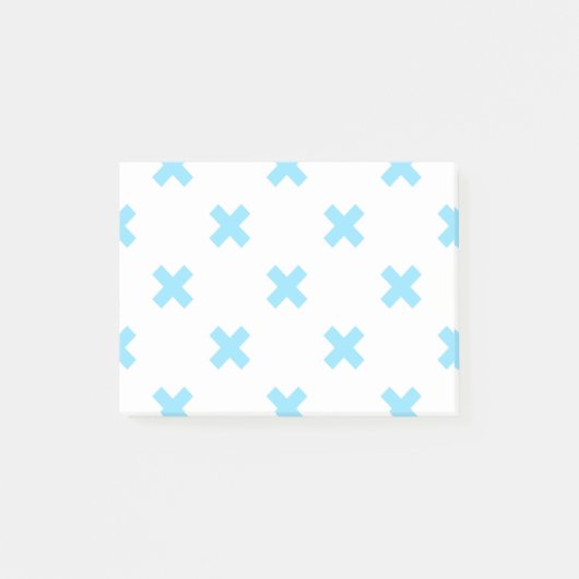 Post-it® Bébé bleu croix coutures sur blanc (Devant)