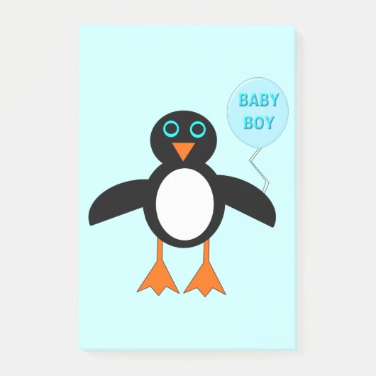 Post-it® Bébé Bleu mignon Garçon Penguin Post it notes Pad (Devant)