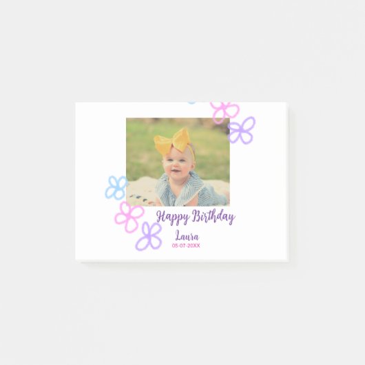 Post-it® Bébé enfants 1er anniversaire ajouter nom date ajo (Devant)