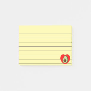 Post-it® Bébé mignon Dessin Avocado En Coeur Rouge Linqué 4